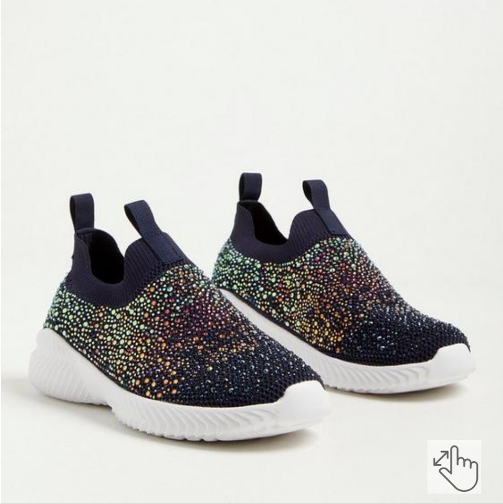 Torrid Navy blue rhinestone slip on sneakers